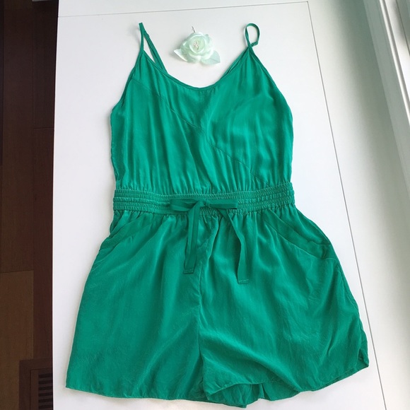 green silk romper